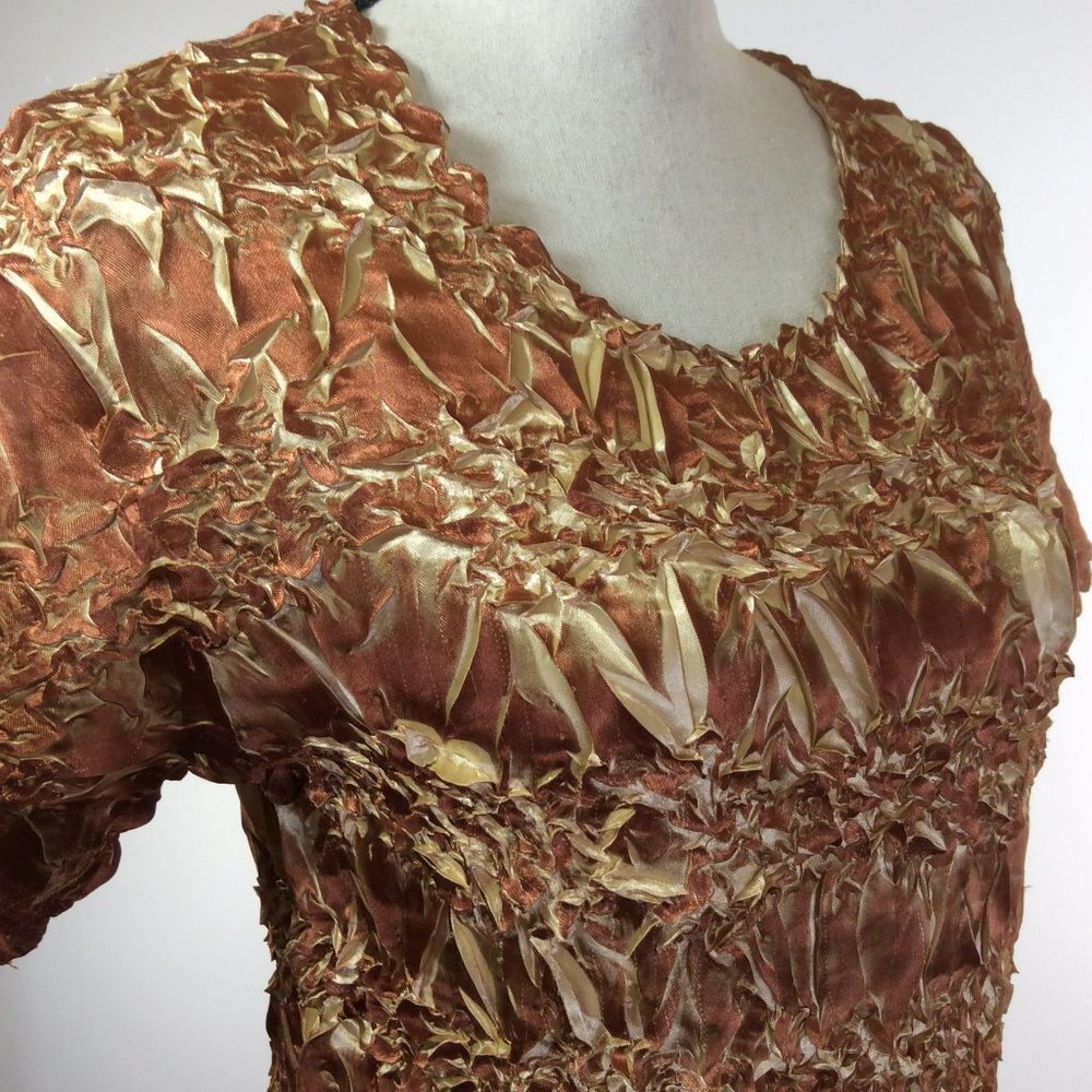 WOMENS Top Crinkled One Size Bronze Orange